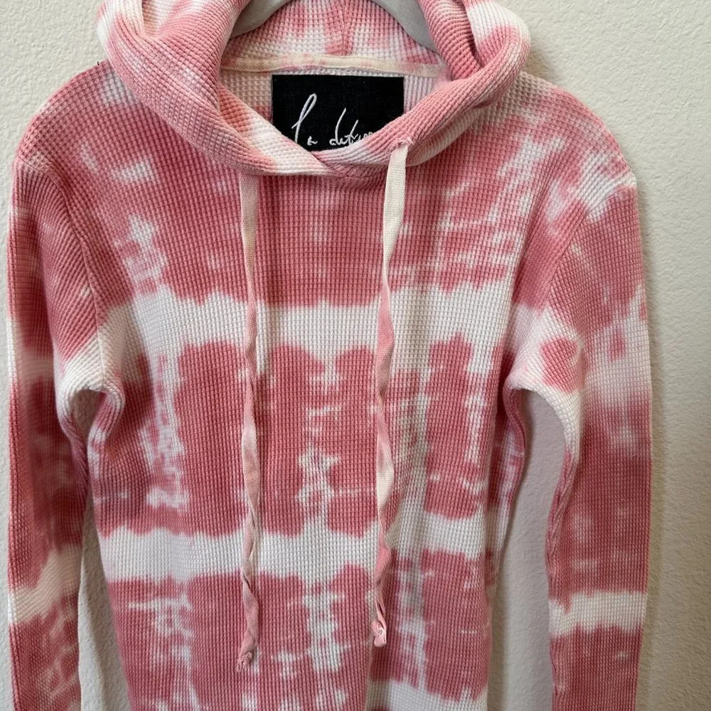 La Detresse Tie Dye Thermal Hoodie Top - NWT - Size XS - Made in Los Angeles - Picture 4 of 9